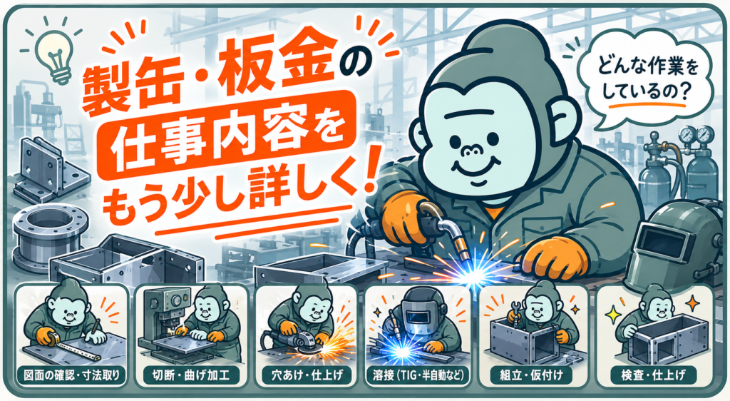 製缶・板金の仕事内容をもう少し詳しく表した図
